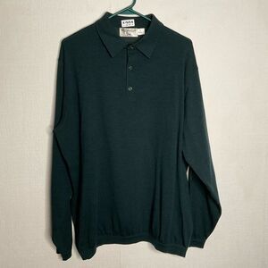 ST CROIX KNIT Polo Sweater Men's XL Long Sleeve Button Shirt Forest Green Preppy